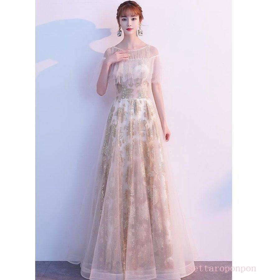 素敵な エレガント パーティードレス 演奏会 披露宴 舞台衣装 二次会 結婚式 ロングドレス ウエディングドレス ライン ワンピースドレス 可愛い 結婚式ワンピース パーティドレス サイズ S Binghamtonhots Com
