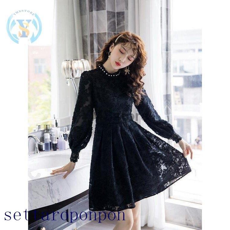 良質 ワンピース 長袖 冬 オシャレ 厚手 体型カバー ロング丈 秋 きれいめ 呼ばれ 二次会 着痩せ ドレス レディース ワンピース カラー ベージュ Tonypeniche Houmanity Com