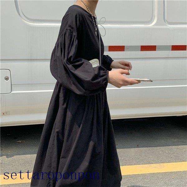 人気ブランドを 春秋 レディース ワンピースドレス 綿麻 50代 40代 リネン30代 オシャレ 着痩せ 韓国風 きれいめ ロング丈ワンピース パフスリーブ 長袖 スリット スカート 膝丈 ワンピース 色 コーヒー