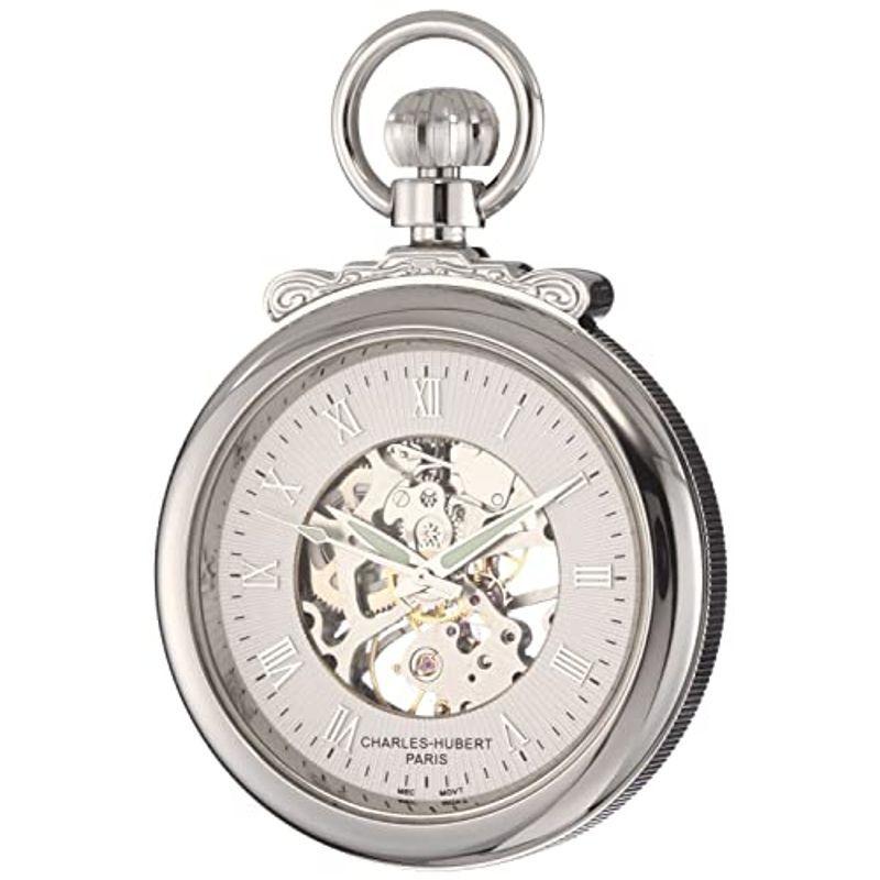 【日本産】 チャールズ・ヒューバート 懐中時計 メンズ 3903-W スケルトン 手巻 懐中時計
