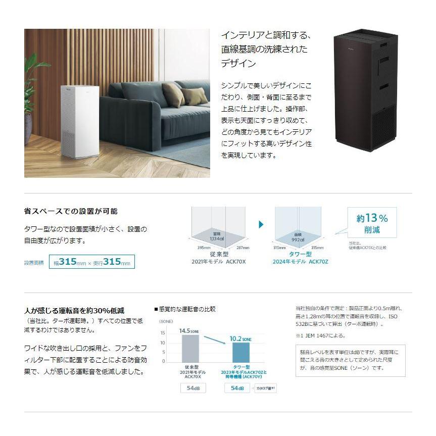 ○[ACK70Z-W]ダイキン 加湿ストリーマ空気清浄機 ホワイト 〜31畳