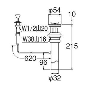 [H700-3XW-32]三栄水栓 SANEI 洗面周辺用品 ワイヤー式ポップアップ排水栓上部 住宅設備 水回り 水周り 排水_1