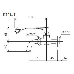 [K11LLT]KVK 吐水口回転形水栓 ワンタッチレバー仕様 ロングレバー単水栓シリーズ 固定こま 節水チップ内蔵型 |  | 01
