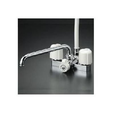 [KF12ER3]KVK 水栓金具 デッキ形２ハンドルシャワー 300mmパイプ付 取付穴芯々100mm | KVK