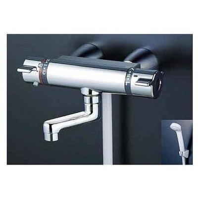 プレゼント付き[KF800TGN]KVK サーモスタット式シャワー　スカートソケットタイプ 80mmパイプ付　シャワーヘッドグレー | KVK