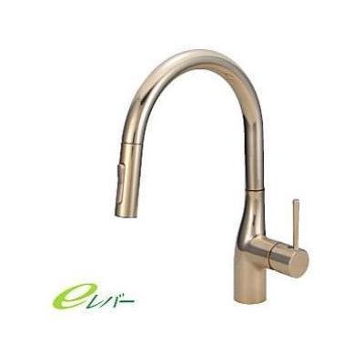 [KM6061ZECG]KVK　グースネックシングルレバー式混合栓(Eレバー) 金めっき(寒冷地用)