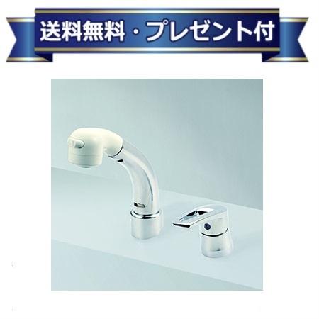 [KM8029TNCN]KVK 洗面用水栓 傾斜水栓 シングル洗髪シャワー 一般地用 ヒートン付 :km8029tncn:設備プラザ - 通販