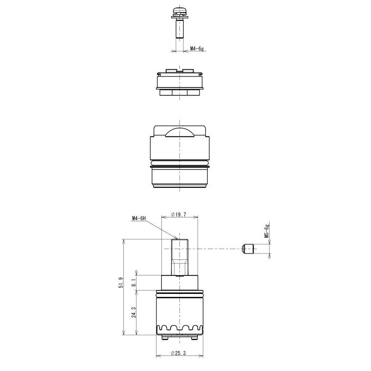 あすつく 在庫あり[THF59A]TOTO 水栓部材　シングルバルブ部 エコシングル・上げ吐水用〈THF59の後継品〉 |  | 04