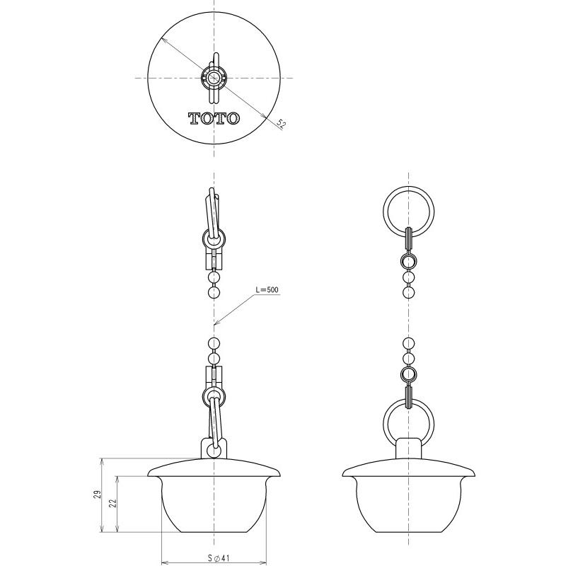 あすつく 在庫あり[THY431]TOTO 浴室取り替えパーツ 浴槽用 ゴム栓　鎖付き　バス用　大型　 |  | 02
