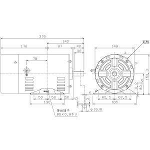 ムライ 単相モーター SCL-MR-550W-4P AC100/200V コンデンサ始動コンデンサ運転 SCL形 開放保護形IP20 脚付