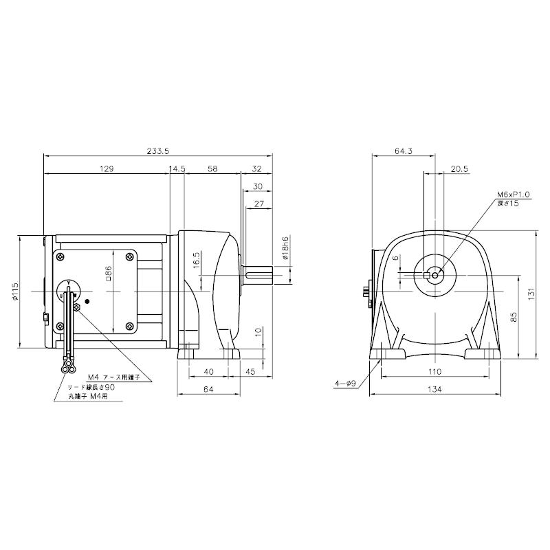 ニッセイ ギヤードモーター G3L18N20-MM01TNNNN 平行軸 脚取付 0.1kW 
