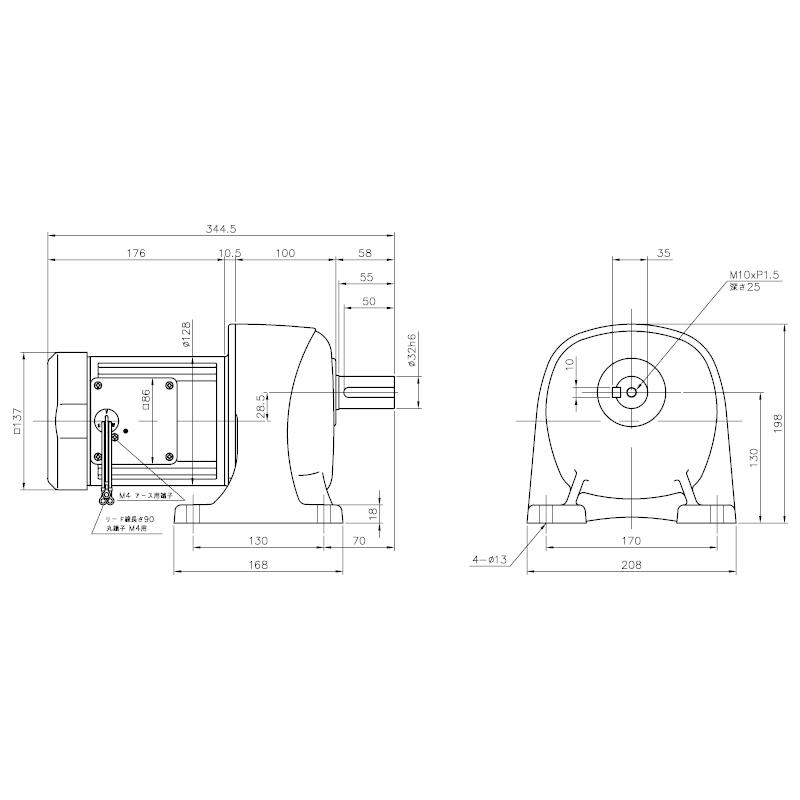 ニッセイ ギヤードモーター G3L22N50-MM02TWJNN 平行軸 脚取付 0.2kW 減速比1/50 ブレーキ無 軸炭素鋼