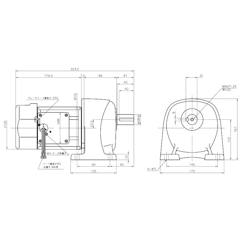 ニッセイ ギヤードモーター G3L28N100-MM02TNNNB2 平行軸 脚取付 0.2kW 