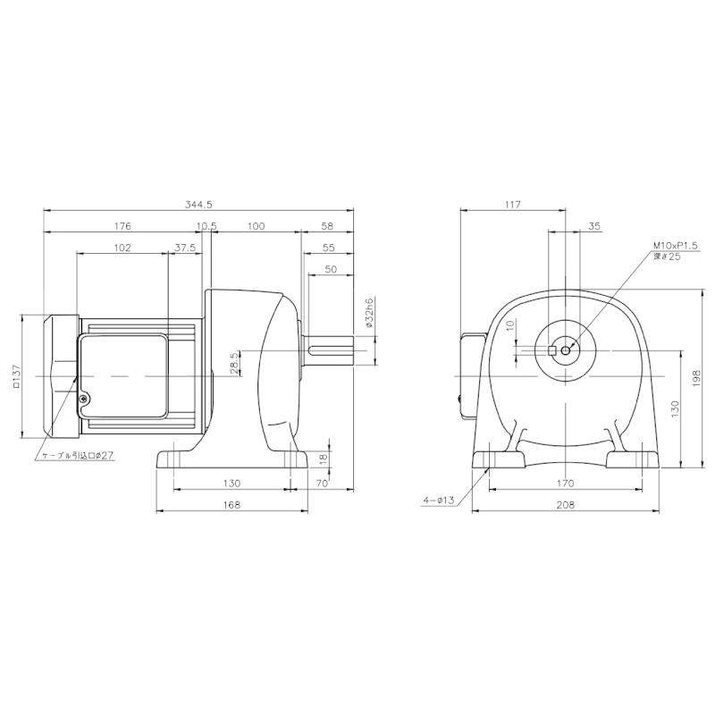 ニッセイ ギヤードモーター G3L32N200-MM04TNNTN 平行軸 脚取付 0.4kW 減速比1/200 ブレーキ無 軸炭素鋼