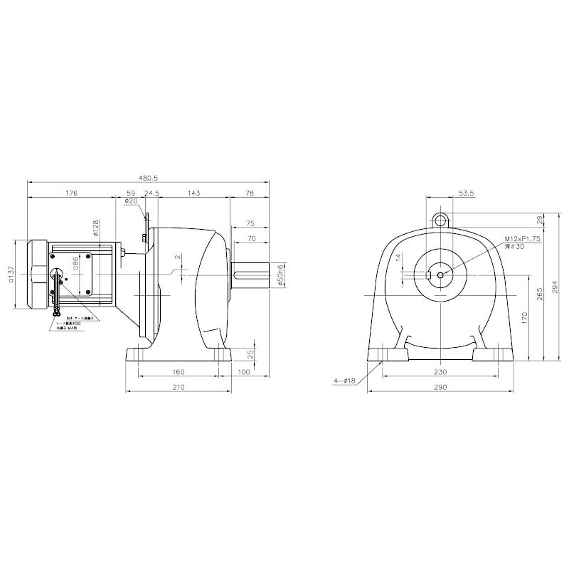 ニッセイ ギヤードモーター G3L40N300-MM04TWJNN 平行軸 脚取付 0.4kW 減速比1/300 ブレーキ無 軸炭素鋼