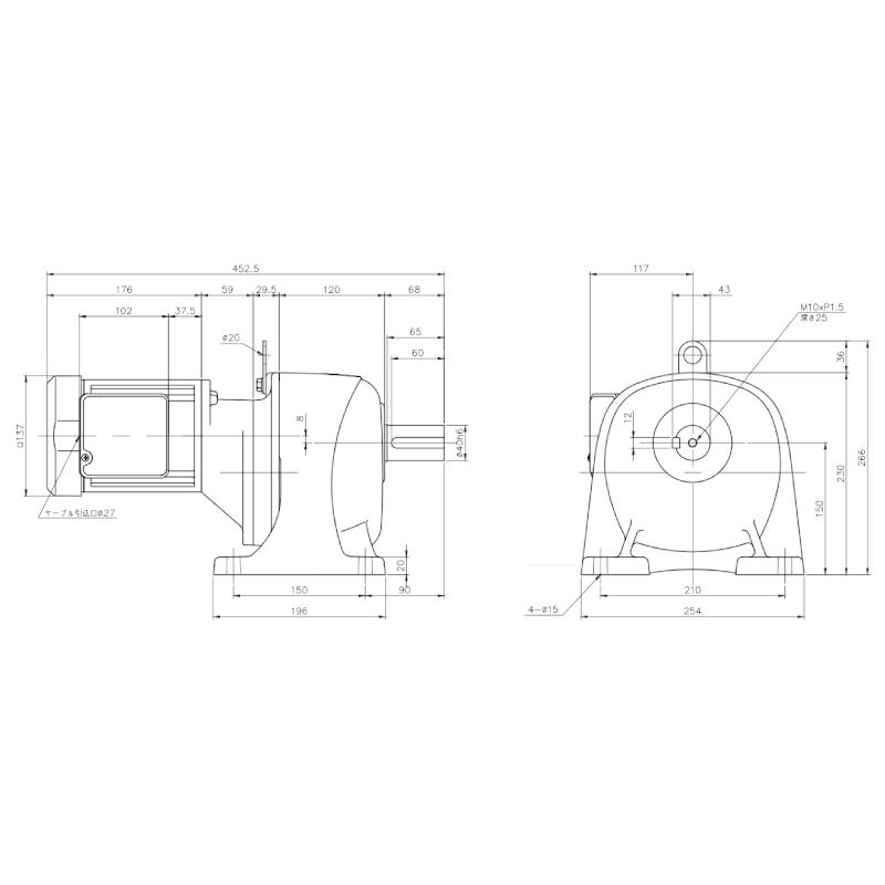 ニッセイ ギヤードモーター G3L40N300-MM04TWNTN 平行軸 脚取付 0.4kW 減速比1/300 ブレーキ無 軸炭素鋼