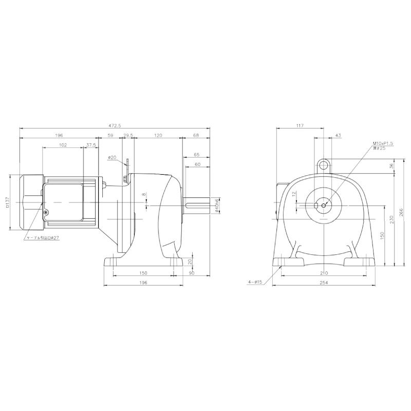 ニッセイ ギヤードモーター G3L40N375-MM04TNNTB2 平行軸 脚取付 0.4kW 減速比1/375 三相 200V ブレーキ付 軸炭素鋼 ターミナルボックス付