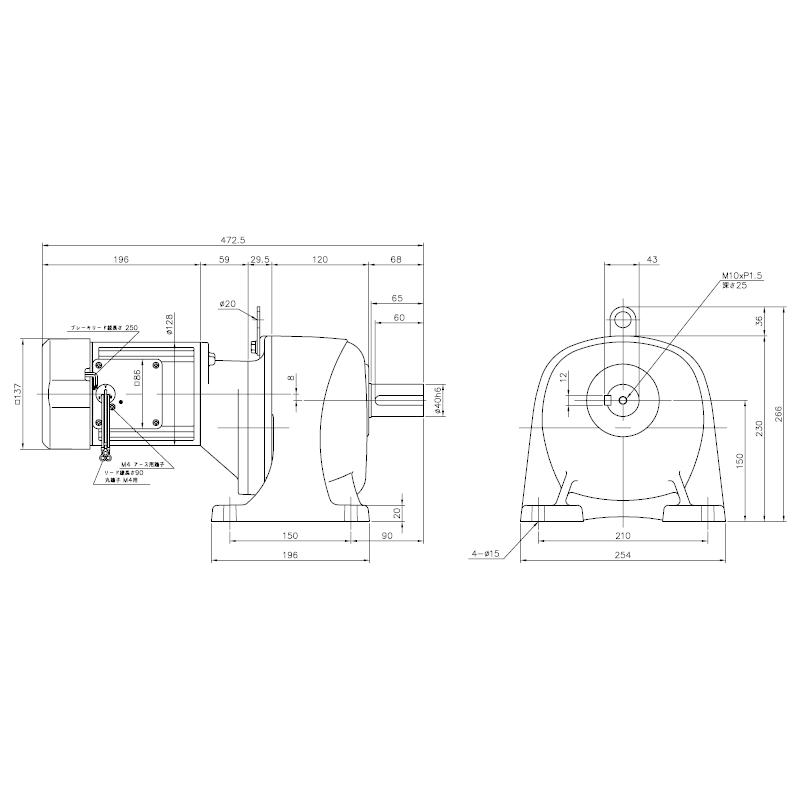 ニッセイ ギヤードモーター G3L40N450-MM04TNNNB2 平行軸 脚取付 0.4kW 減速比1/450 三相 200V ブレーキ付 軸炭素鋼