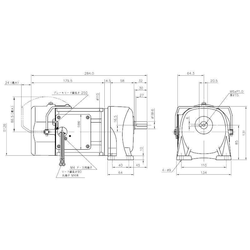 ニッセイ ギヤードモーター G3L18N5-MM02TWJNJ4 平行軸 脚取付 0.2kW 減速比1/5 三相 400V 手動解放ブレーキ付 軸炭素鋼