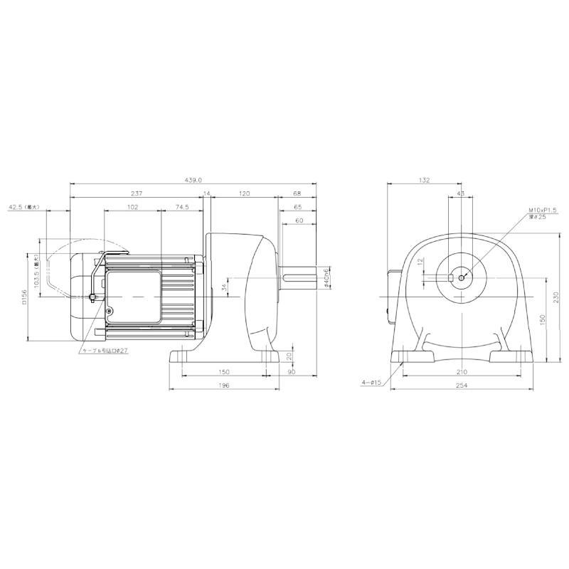 ニッセイ ギヤードモーター G3L40N160-MD08TNNTJ2 平行軸 脚取付 0.75kW 減速比1/160 三相 200V 手動解放