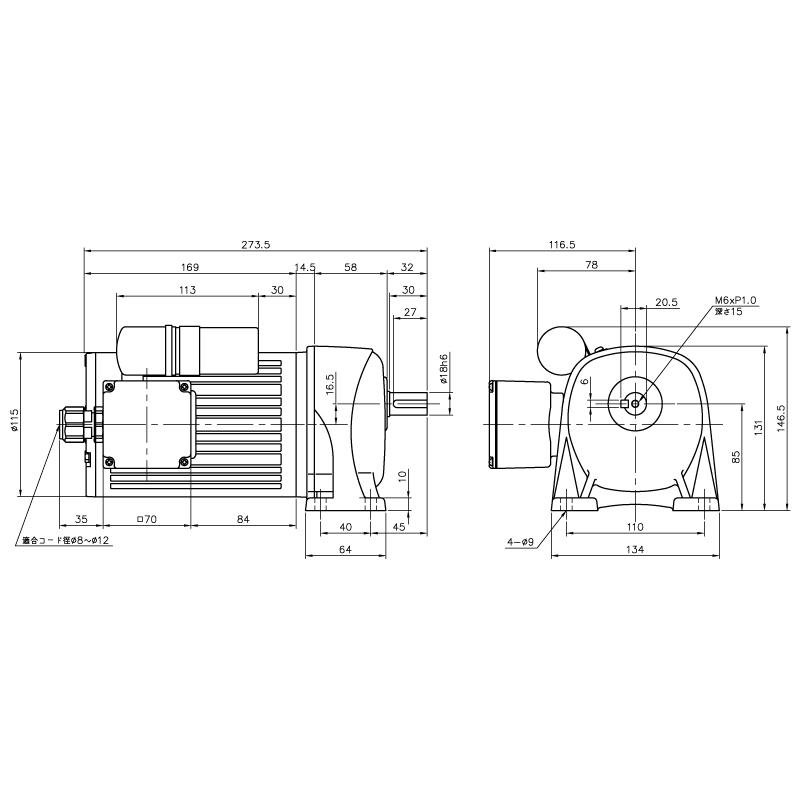 ニッセイ ギヤードモーター G3L18N15-MM01CNJAN 平行軸 脚取付 0.1kW 