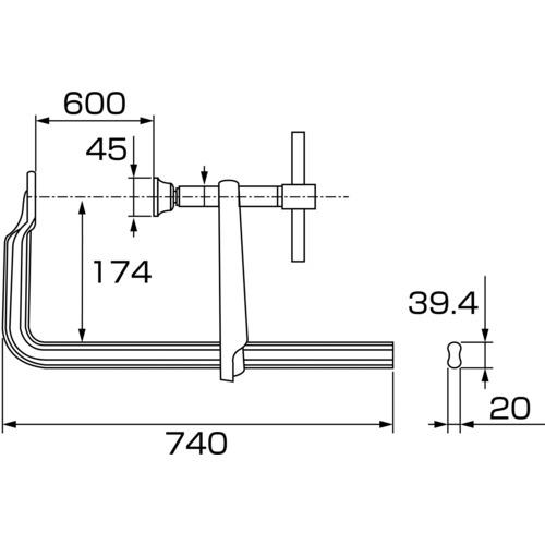 エビ L型クランプ BP6017A エビ万力 バーハンドル超強力型 600mm×174mm_4