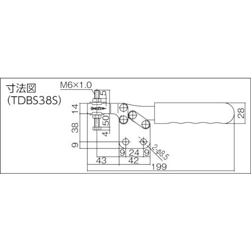 スーパー 下方押え型トグルクランプ(水平ハンドル式) TDBS38S 全長:199mm 締付力:2.5kN ストレートベース 30個まとめ売り 【まとめ売り商品】の画像
