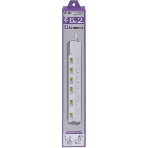 ELPA コード付タップ WLK-62S(W) 耐雷SW付タップ 6個口2M 25個まとめ売り 【まとめ売り商品】_1