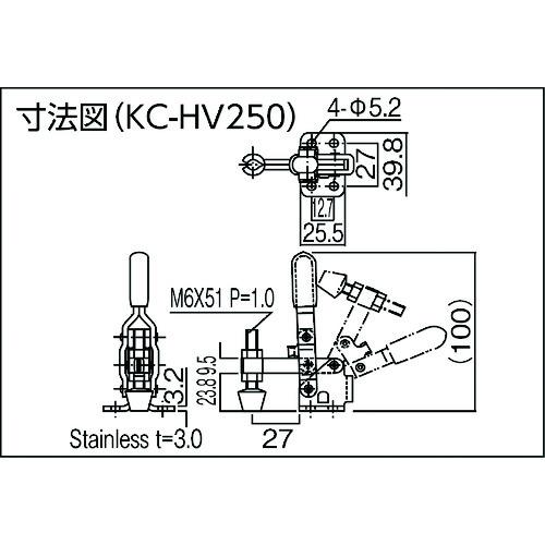 角田 ステンレス製ハンドル縦型トグルクランプ KC-HV250-2S No.HV250−2S 10個まとめ売り 【まとめ売り商品】の画像