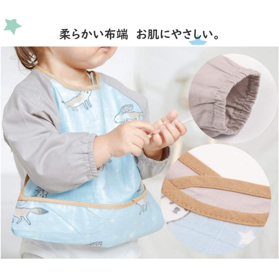 い出のひと時に とびきりのおしゃれを 授乳 食事用品 赤ちゃん お食事 エプロン ベビー エプロン スタイ 長袖 お絵描き 防水ビブ スモック 食事用スタイ 離乳食 キャッチポケット付き 保育園 Www Threeriversofs Com
