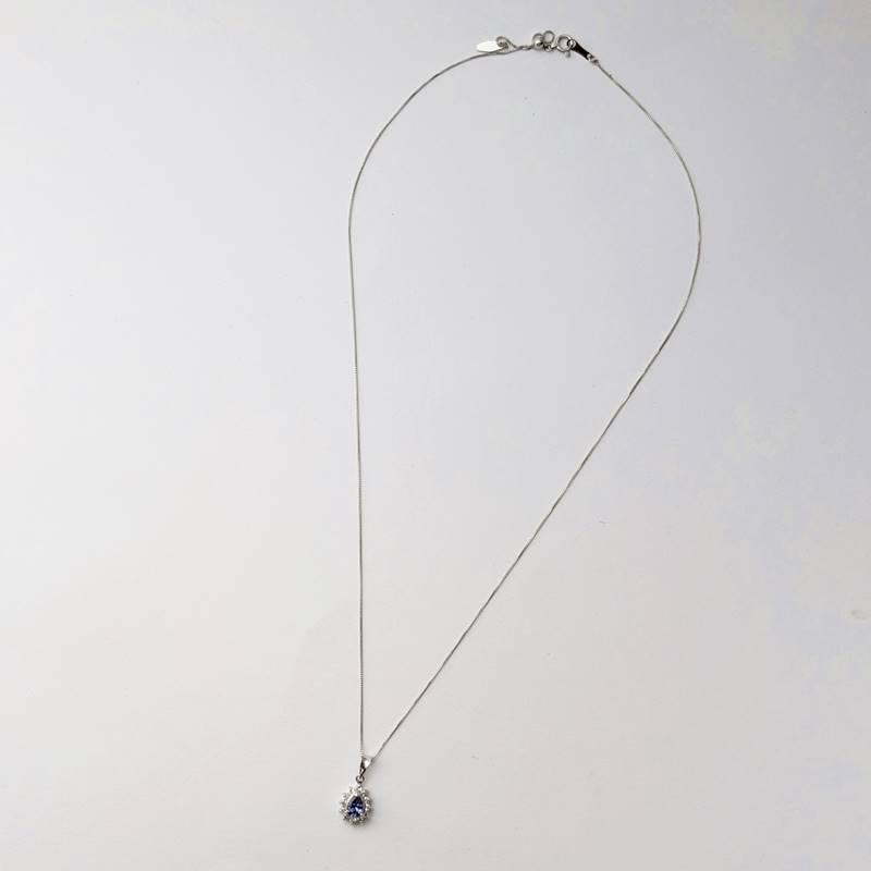 プラチナ◇サファイア 0.24ct ダイヤ◇ペンダント ネックレス◇ペア 