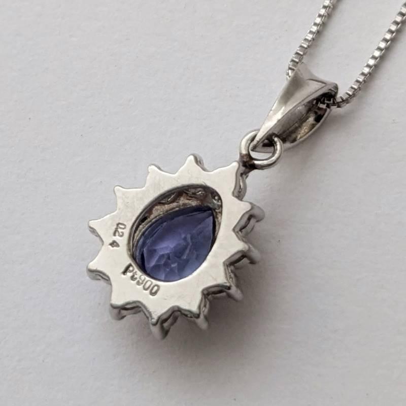 プラチナ◇サファイア 0.24ct ダイヤ◇ペンダント ネックレス◇ペア 