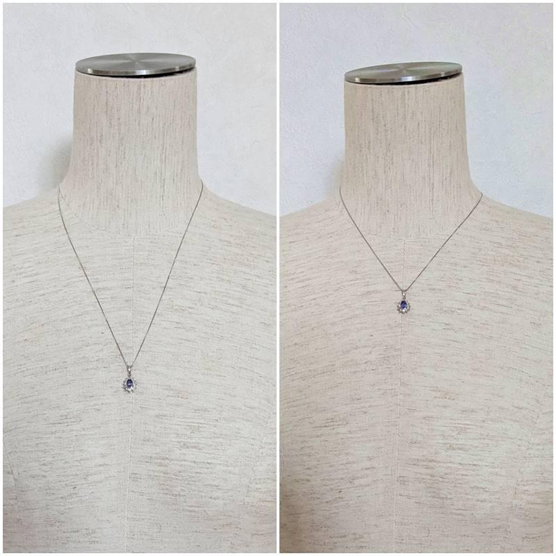 プラチナ◇サファイア 0.24ct ダイヤ◇ペンダント ネックレス◇ペア 