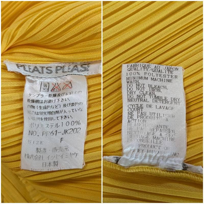 イッセイミヤケ PLEATS PLEASE◇黄色 イエロー◇丸首 クルーネック 