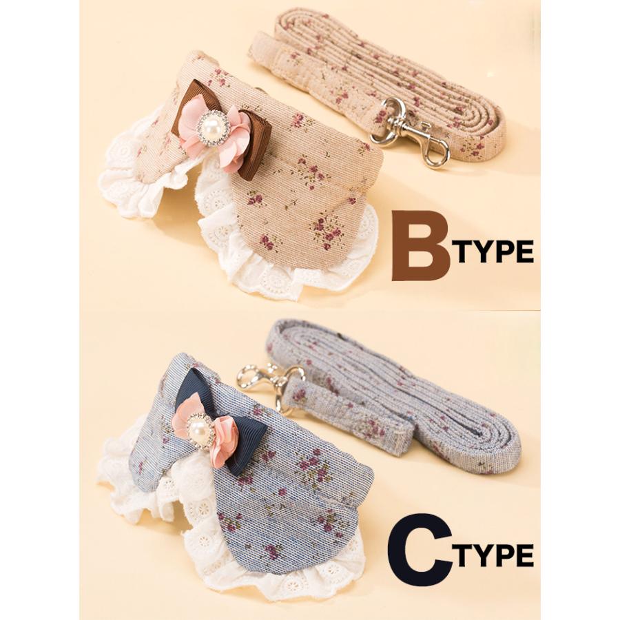 犬 首輪 リード 付 ペット 服 レース パール フラワー リボン 花