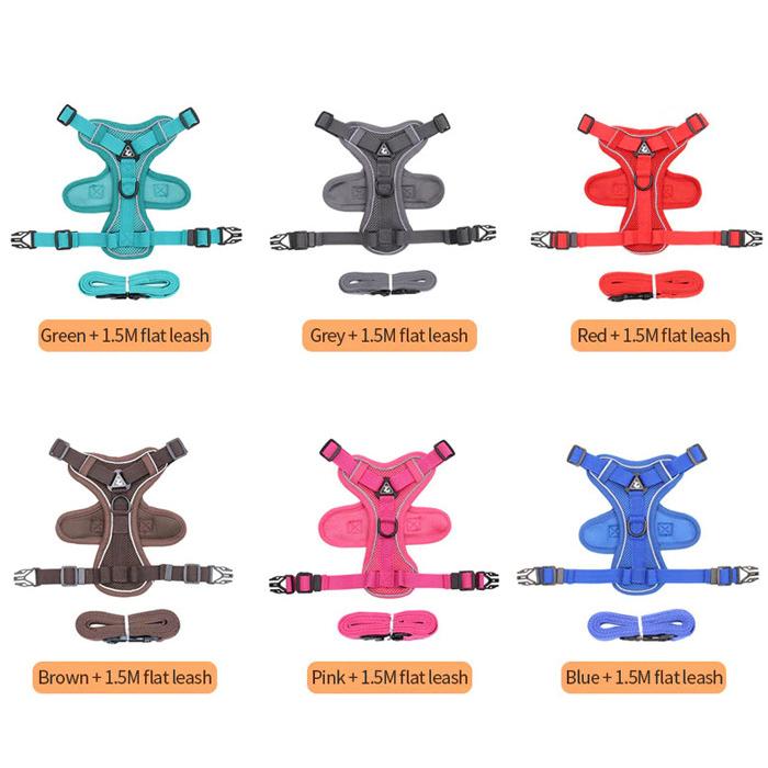 犬 猫 ハーネス メッシュ 衝撃吸収 体に優しい 1.5m リード ペット 服