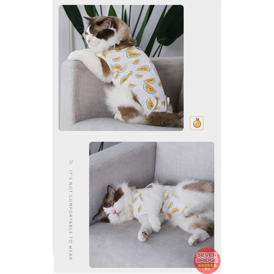 猫 犬 術後服 術後ウェア フルーツ 服 傷 舐めない 傷口保護 ペット