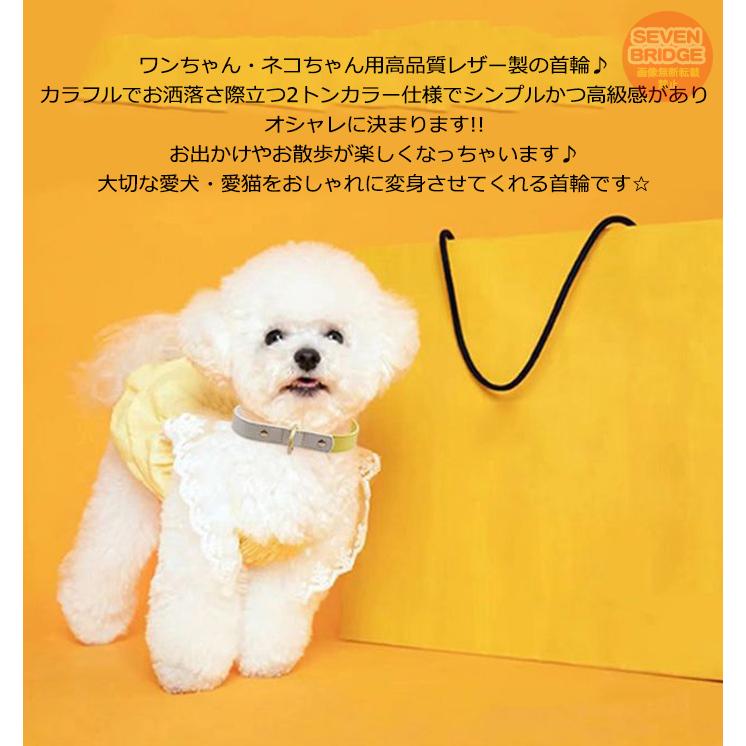 犬 猫 首輪 カラフル 4カラー ツートンカラー レザー ペット キャット