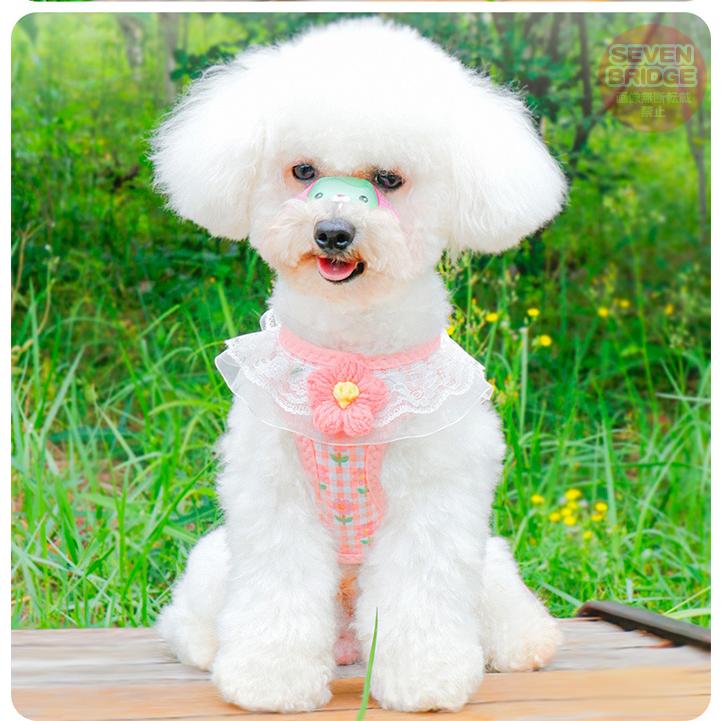 犬 猫 ハーネス リード付 フリル フラワー カラフル ウェア