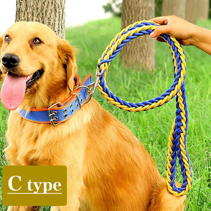 犬 首輪 極太 リード 2点セット 頑丈 首や喉に優しい ペット ドッグ