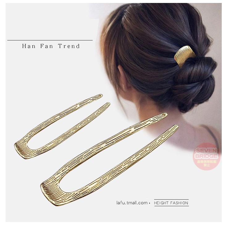 ヘアアクセサリー U字コーム かんざし ヘアピン メタル お団子 ヘア