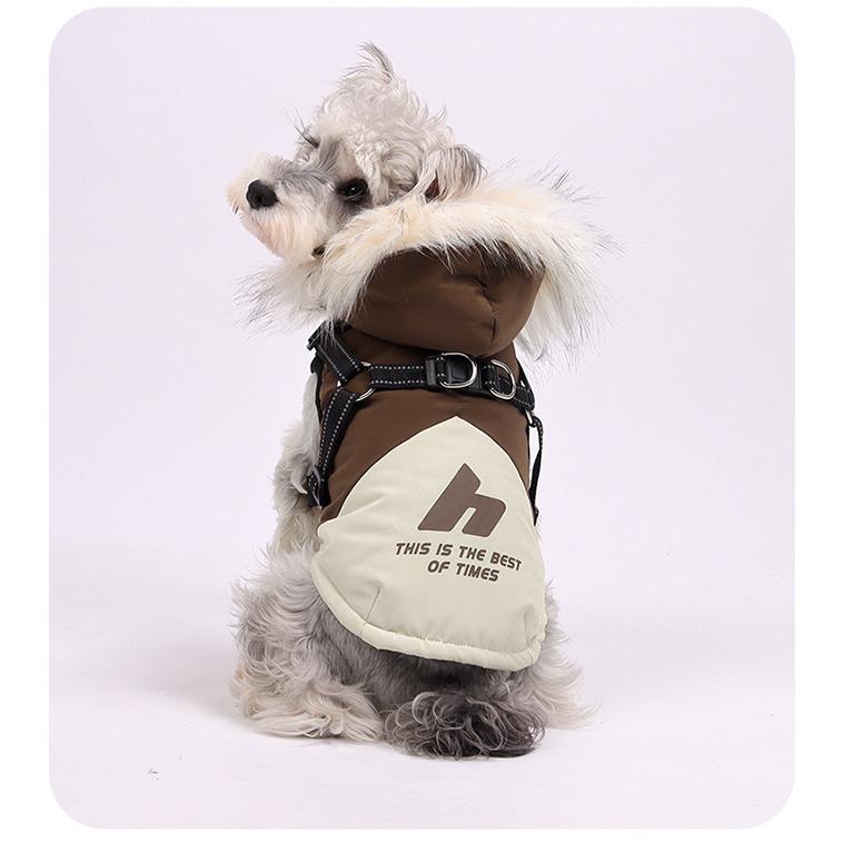 犬 犬服 超暖か ジャケット ハーネス 一体型 高保温 グラフェン発熱