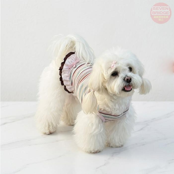 犬 服 ワンピース ドッグウェア ボーダー フリル タンクワンピ リボン