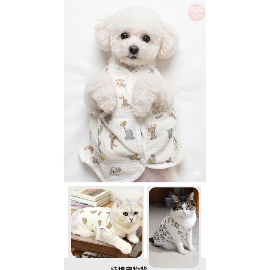 犬 猫 服 春 夏 犬服 犬の服 タンクトップ ガーゼ調 涼しい やわらか綿