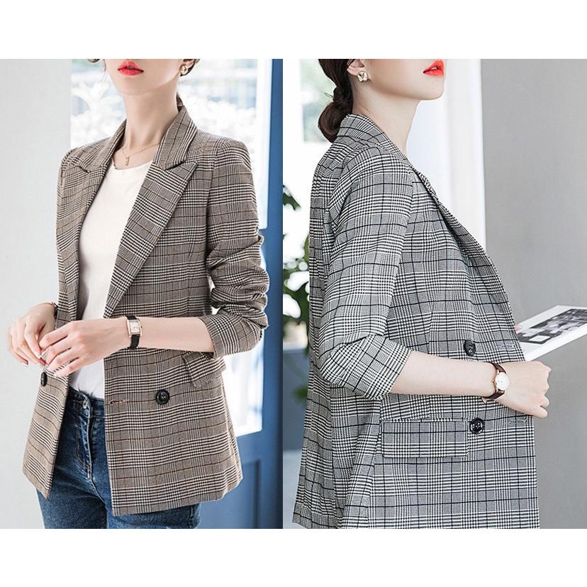 テーラード ブレザー ジャケット レディース ブレザー ジャケット スーツ チェック柄 ゆったり 女性用 グレン 大きいサイズ ダブルボタン Vネック 春秋 Ls Sevencat 通販 Yahoo ショッピング