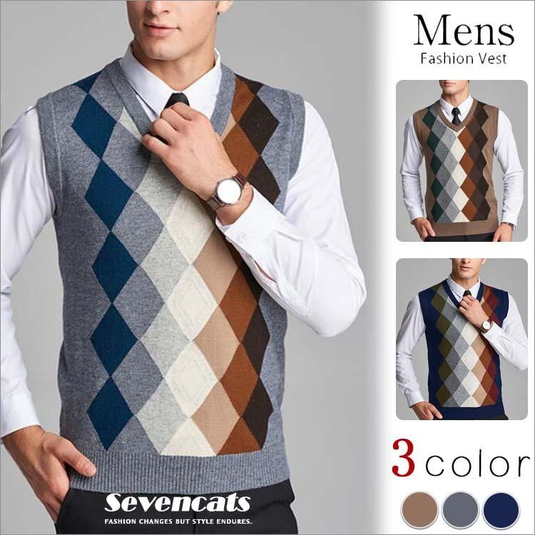ニットベスト メンズ ベスト Vネック ビジネスベスト お洒落 ウォッシャブル メンズ ビジネス トップス カジュアル ベスト 秋 冬 新作 送料無料 Sc Bm173 Seven Cats 通販 Yahoo ショッピング