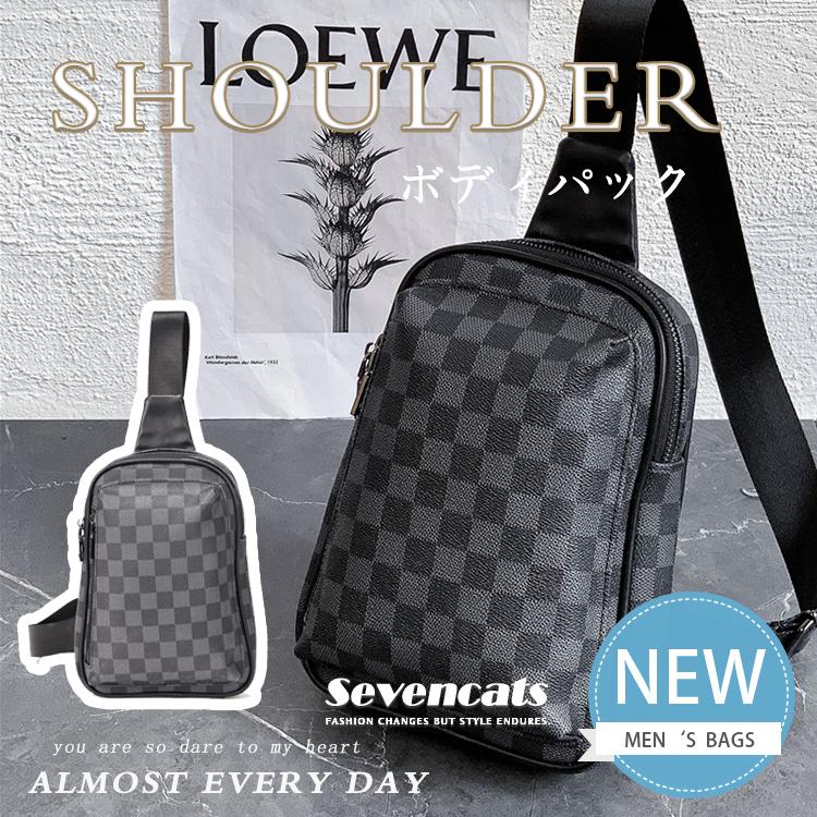 ボディバッグ メンズ ボディパック ショルダーバッグ チェック柄 最新モデル レザー ファッション クラシック おしゃれ アウトドア 送料無料 人気 ブランドの新作