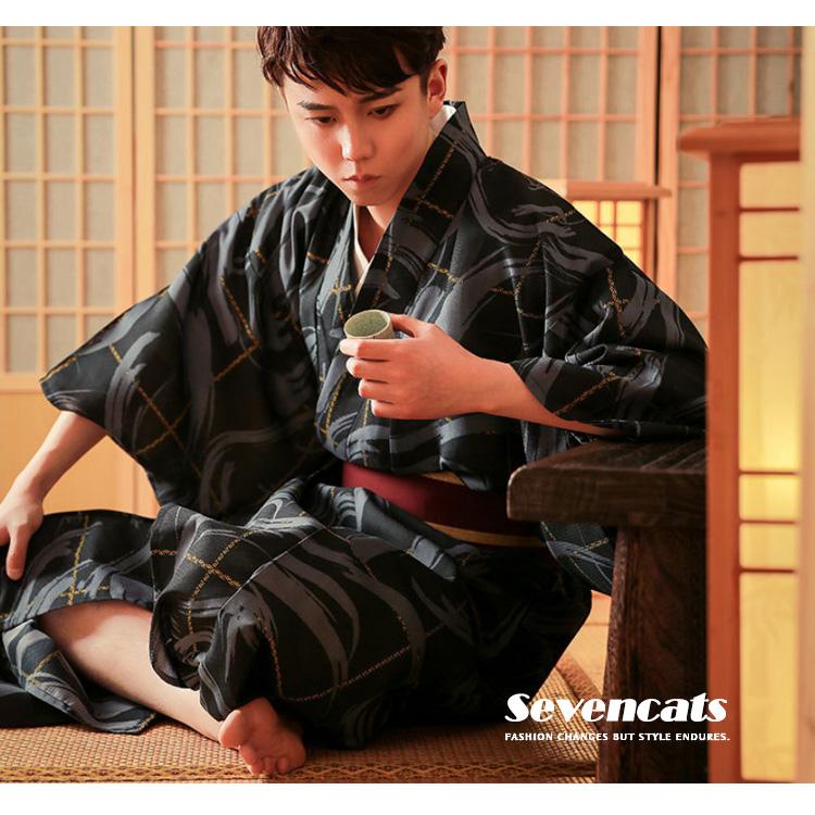 着物 男性 柄物 紳士 男物 浴衣 洗える男着物 伝統的 和装 サムライ服 2点セット 帯付き 浴衣 浴衣セット 夏祭り 花火大会 新作 送料無料 Sc Yy001 Seven Cats 通販 Yahoo ショッピング