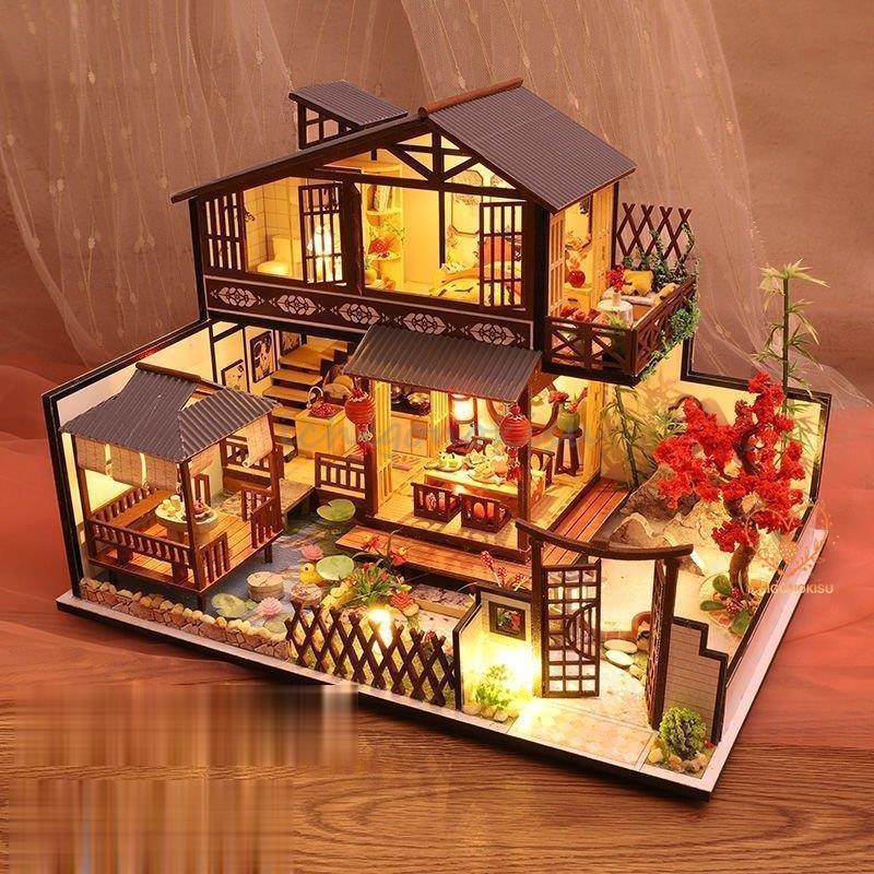 DIY木製ドールハウス林栖谷居ミニチュアコレクションLEDライト 