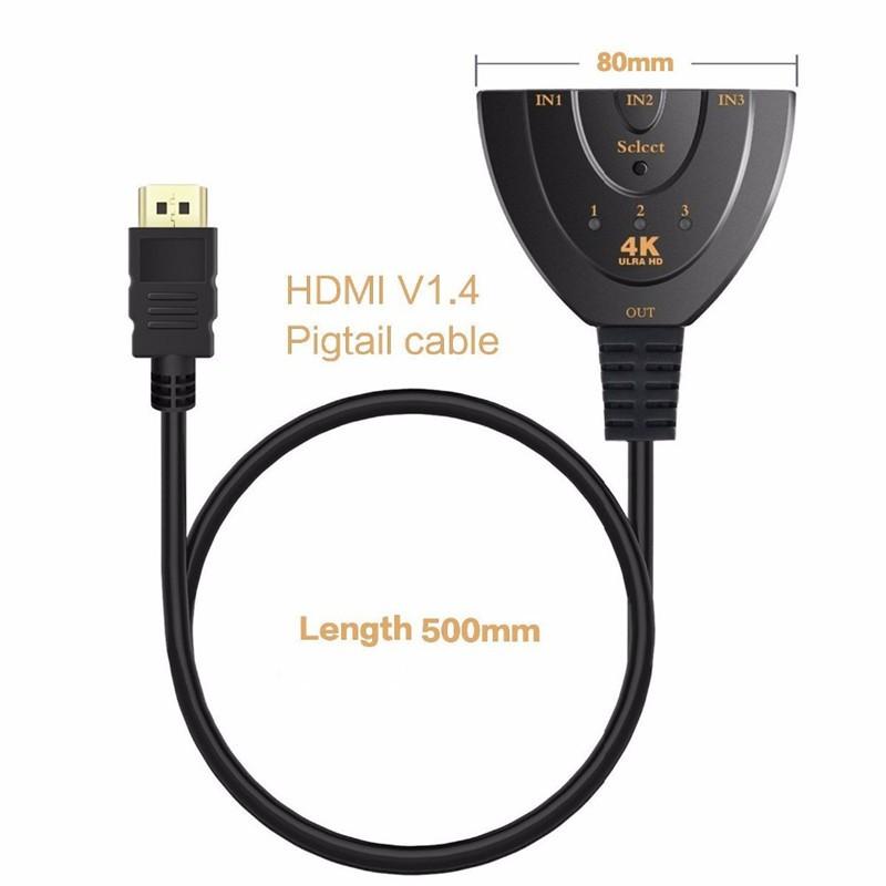 HDMI 切替器 4Kx2K 分配器 セレクター 3入力1出力 金メッキ 1080p 3D対応(メス→オス) 電源不要 レコーダー パソコン PS3 Xbox 3D 液晶テレビなどの対応｜sevenfox｜02